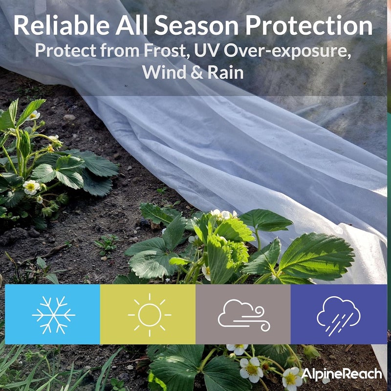 AlpineReach Plant Covers Frost & Sun Protection 10 x 30 ft - Thick 1.2 oz/yd² Freeze Blanket to Low 28 °F Temperatures Floating Row, Garden Fabric Material, Protect in Winter Cold, Gardening Down - Image 2